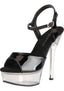Lapdance Black and Clear Platform Sandal With Crystal Accent and Quick Release Strap 6 Inch Heel Xgen Products