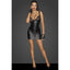 Noir Handmade Power Wetlook Mini Dress With Lace Chest and Two Way Zipper Black Noir Handmade