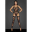 Noir Handmade Womens Tulle Bodysuit With Patterned Flock Embroidery Black Noir Handmade