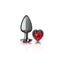 Cheeky Charms Gunmetal Butt Plug With Heart Red Jewel Large