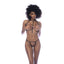 Mapale Chain Harness 2 Piece Bra and Panty Set Black Rose Gold