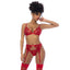 Mapale 3 Piece Bralette, Garter Belt and Thong Set Red