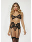 Three Piece Bra Garter And Panty Set 11569 BLACK S (H) Seven Til Midnight