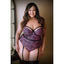 Fantasy Lingerie CURVE VIVIANNE Snake Print Bustier & Panty 1X / 2X Pink / Black Fantasy Lingerie