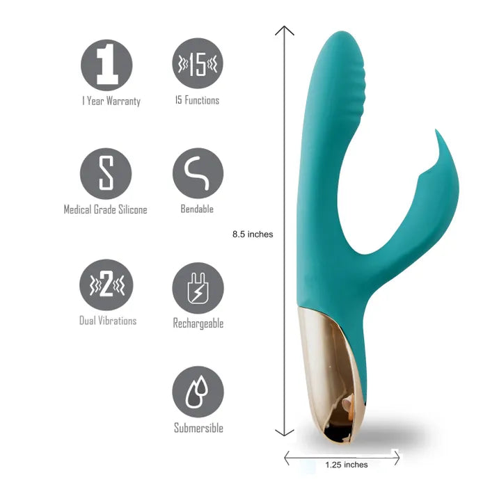 Maia Skyler USB Rechargeable Bendable Rabbit Vibrator 21.6cm Maia Toys