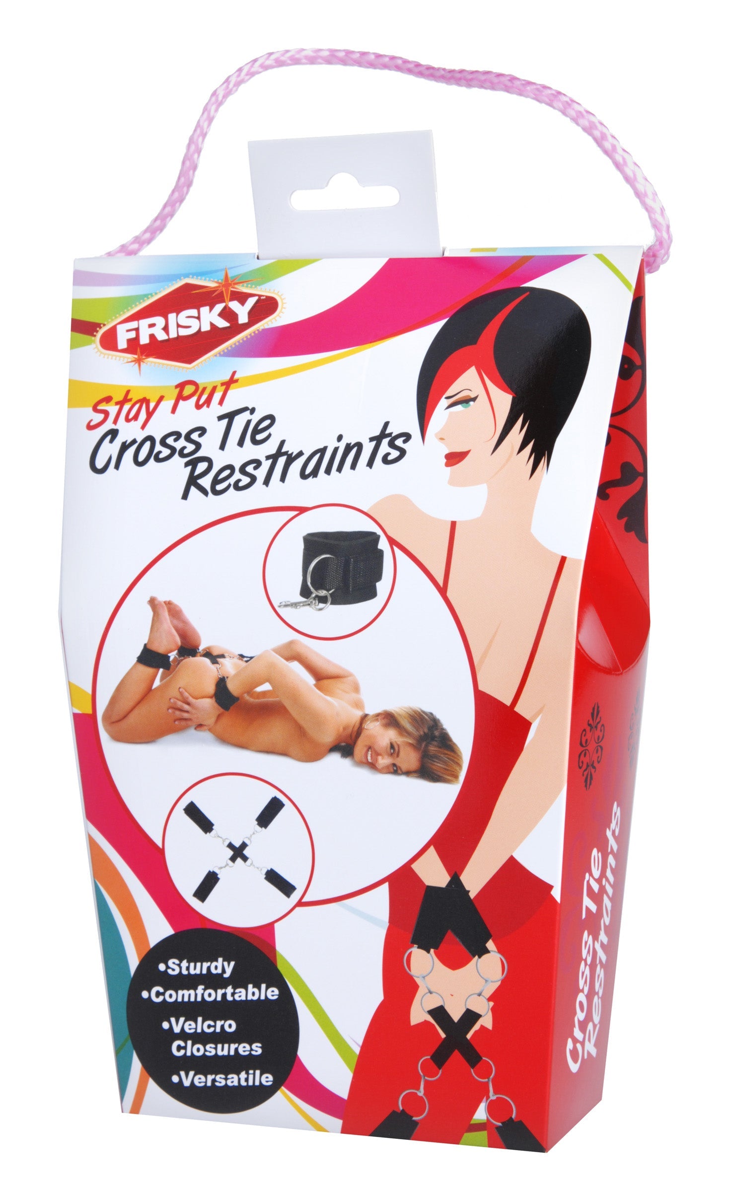 XR Brands Frisky Stay Put Cross BDSM Play Tie Restraints Main image
