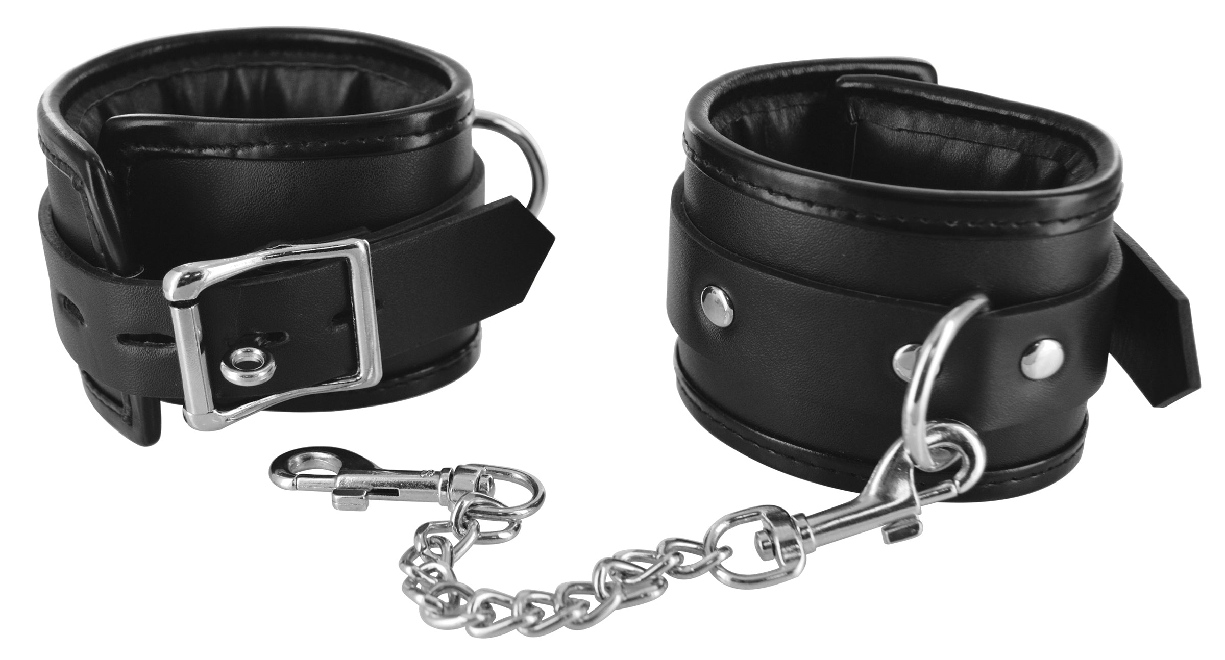 XR Brands Strict Locking Padded Wrist Cuffs With Chain Secondary image