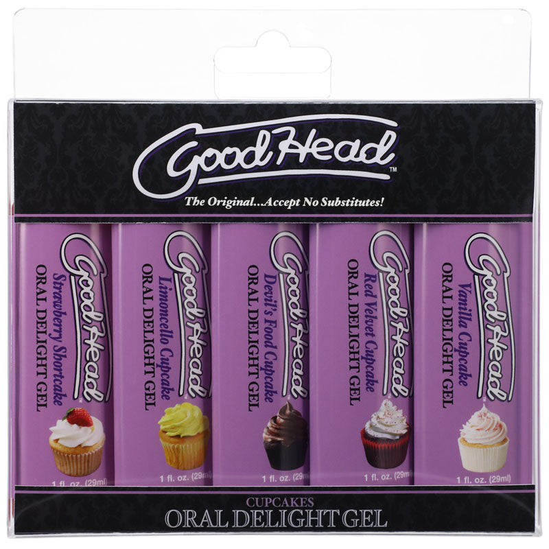Doc Johnson GoodHead Oral Delight Cupcakes Flavoured Oral Gels Set Of 5 x 30ml Bottles Doc Johnson