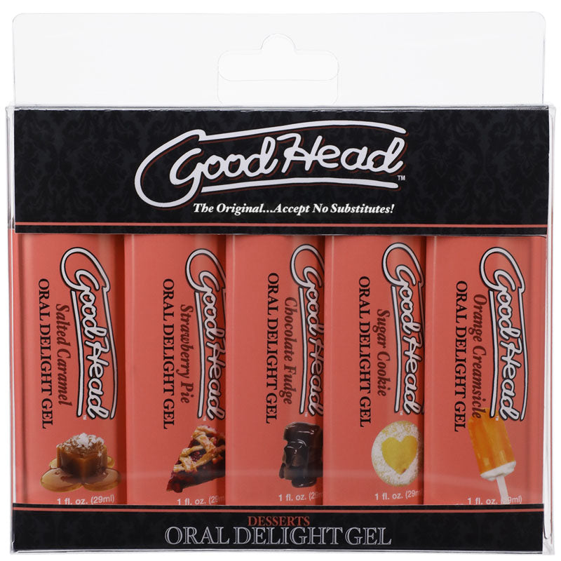 Doc Johnson GoodHead Oral Delight Desserts Flavoured Oral Gels Set of 5 x 30ml Bottles Doc Johnson