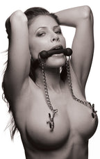 XR Brands Equine Silicone Bit Gag With Nipple Clamps