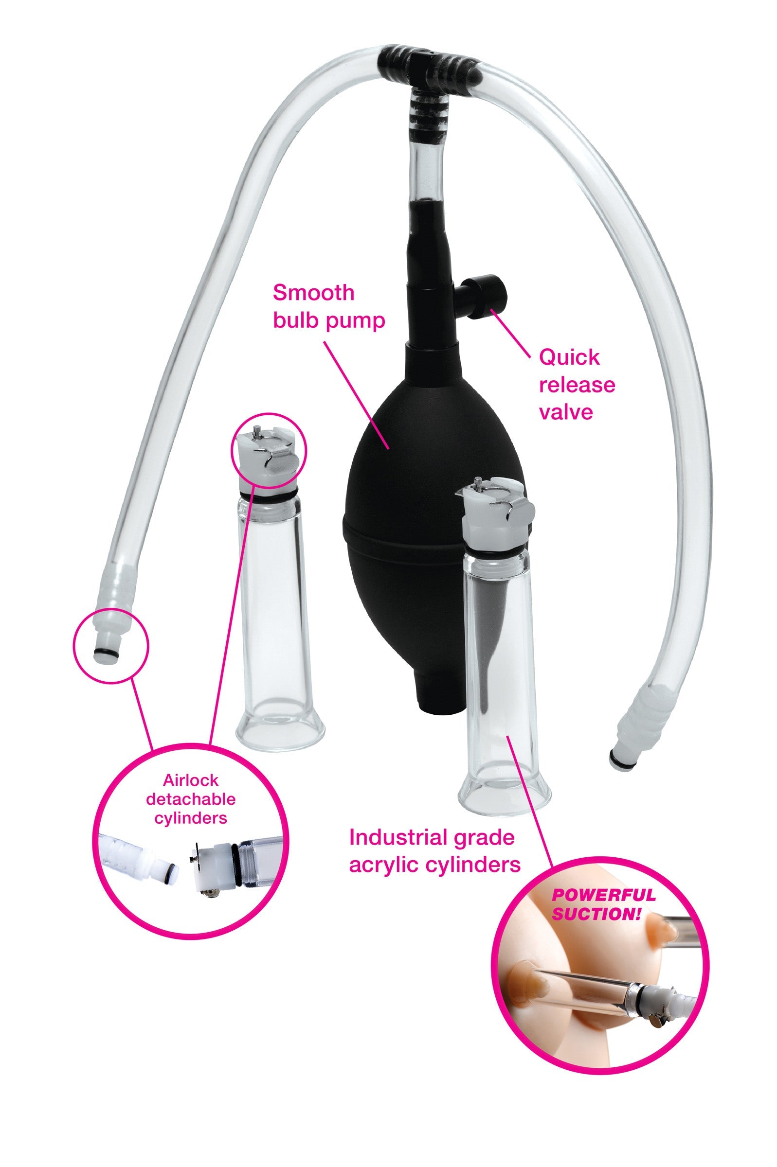 XR Brands Size Matters Nipple Pumping System With Dual Cylinders