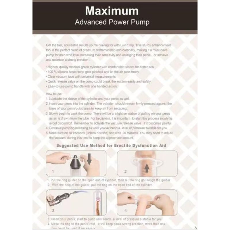 LuvPump Penis Pump Maximum ED AID