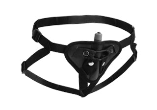 XR Brands Sutra Fleece Lined Strap On With Vibrator Pouch