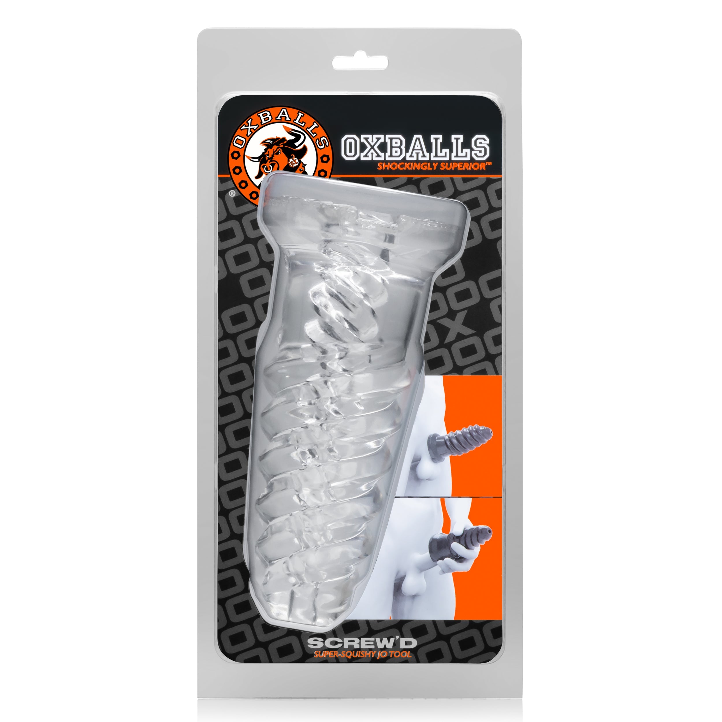 Oxballs Screwd Super Squish Corkscrew Jackoff Toy Clear