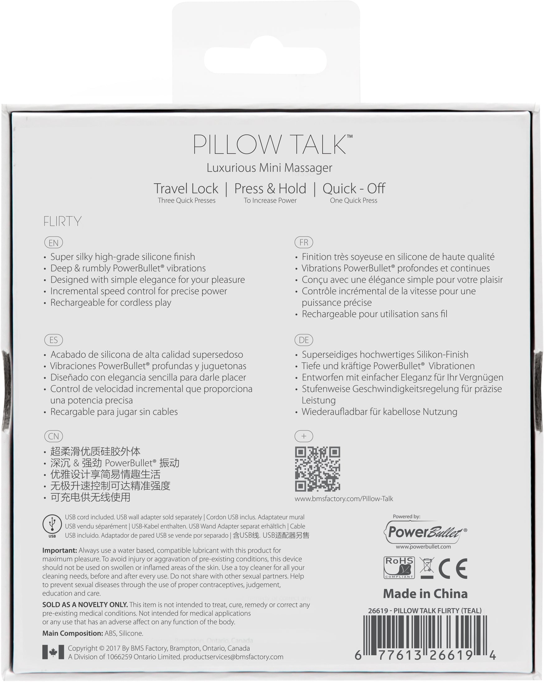 BMS Factory Pillow Talk Flirty Bullet Vibrator Pink