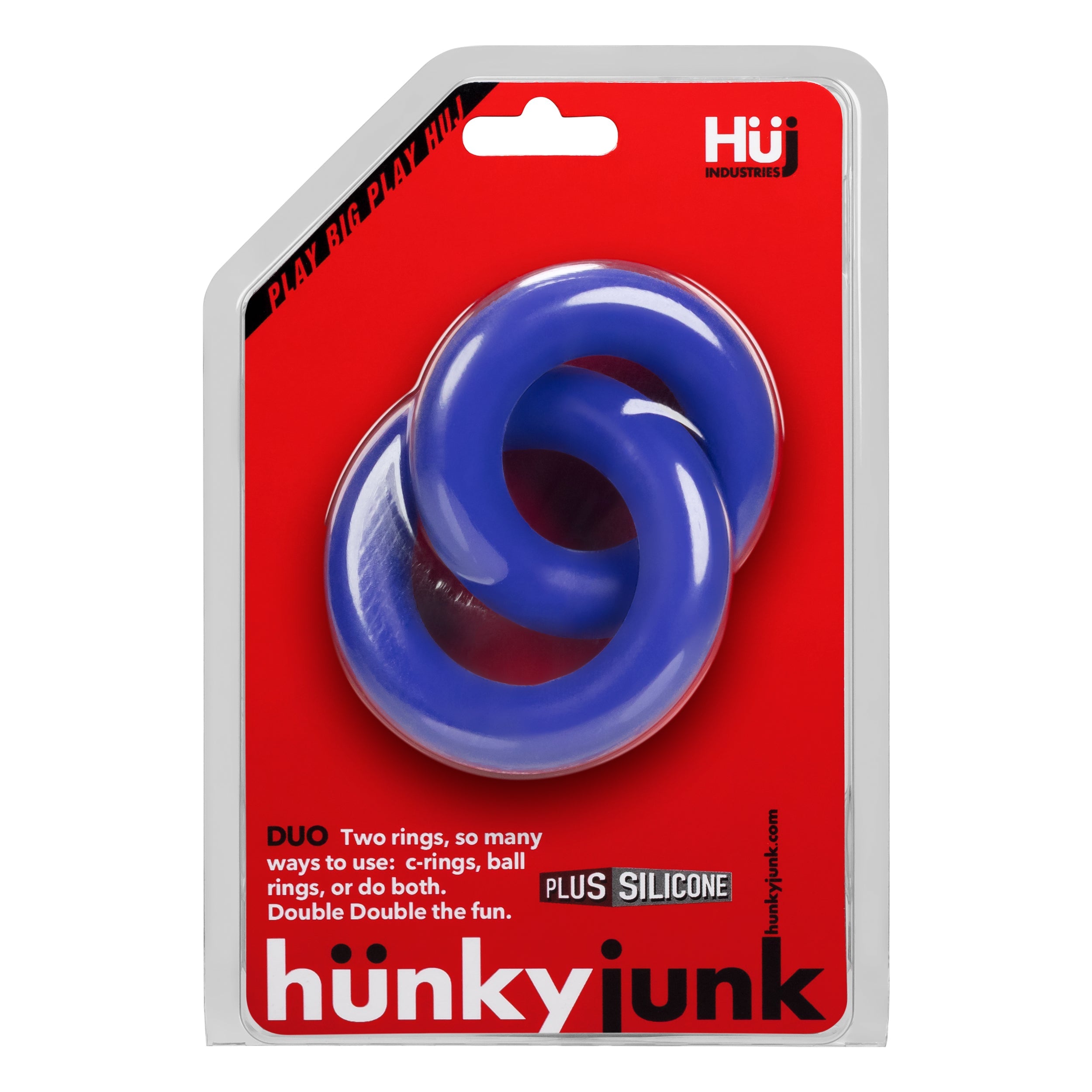 Hunkyjunk DUO Linked Cock & Ball Rings Cobalt