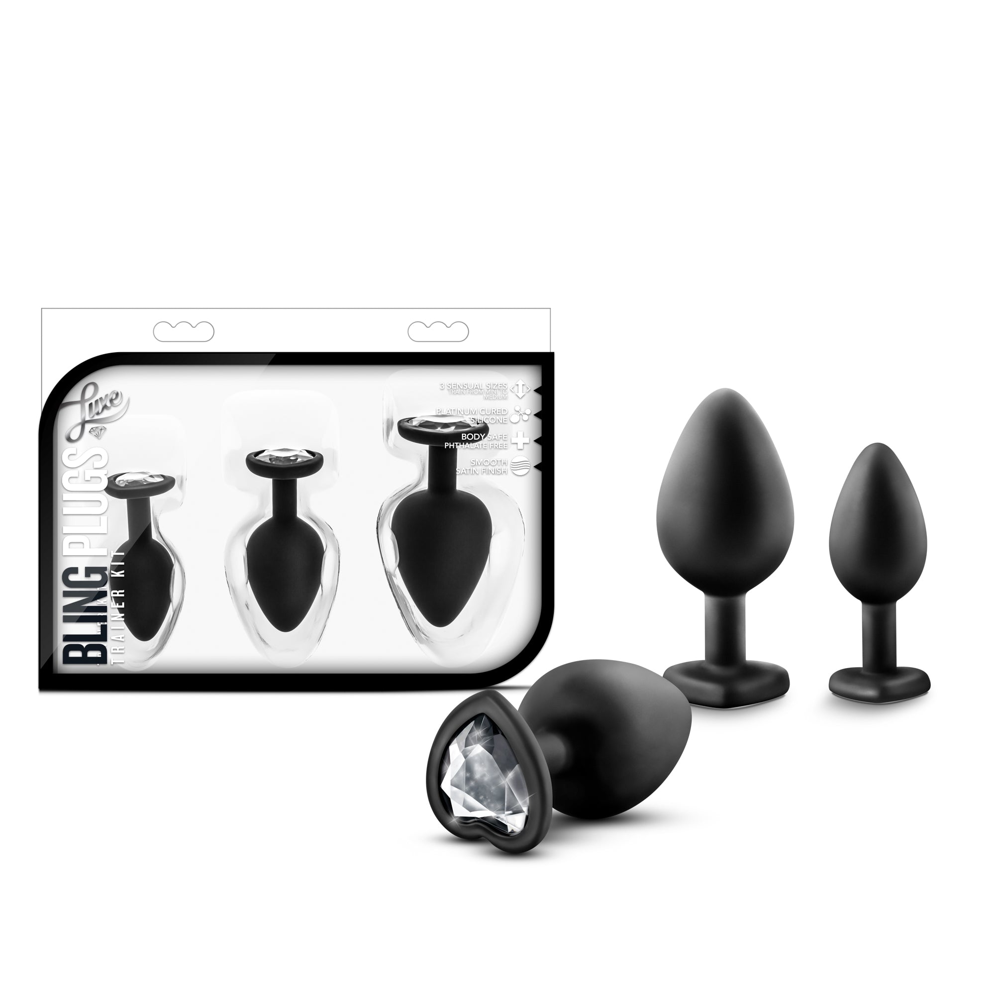 Blush Novelties Luxe Bling Plugs Training Kit With Clear Gems Main image