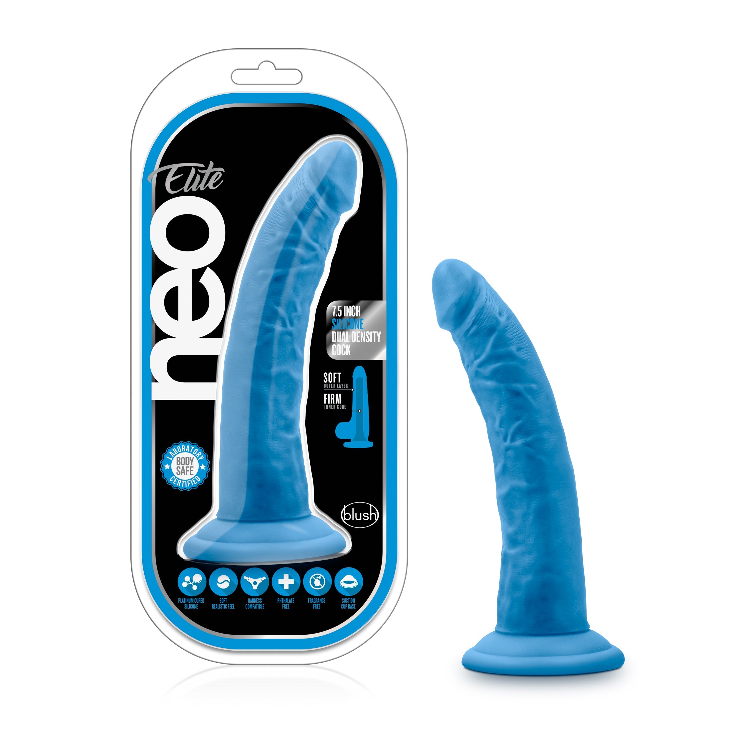 Blush Novelties Neo Elite Silicone Dual Density Cock 7.5 Inch Blush Novelties