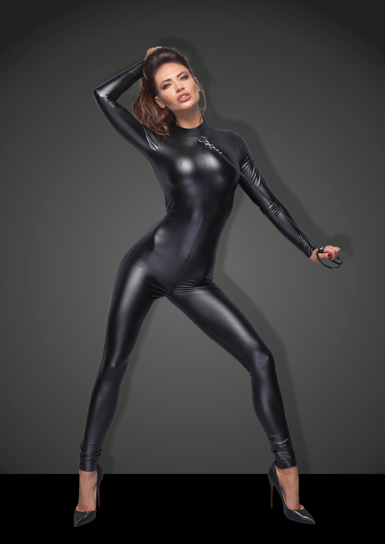 Noir Handmade - Sleek Wetlook Overall with Leash Accessory Noir Handmade Main image