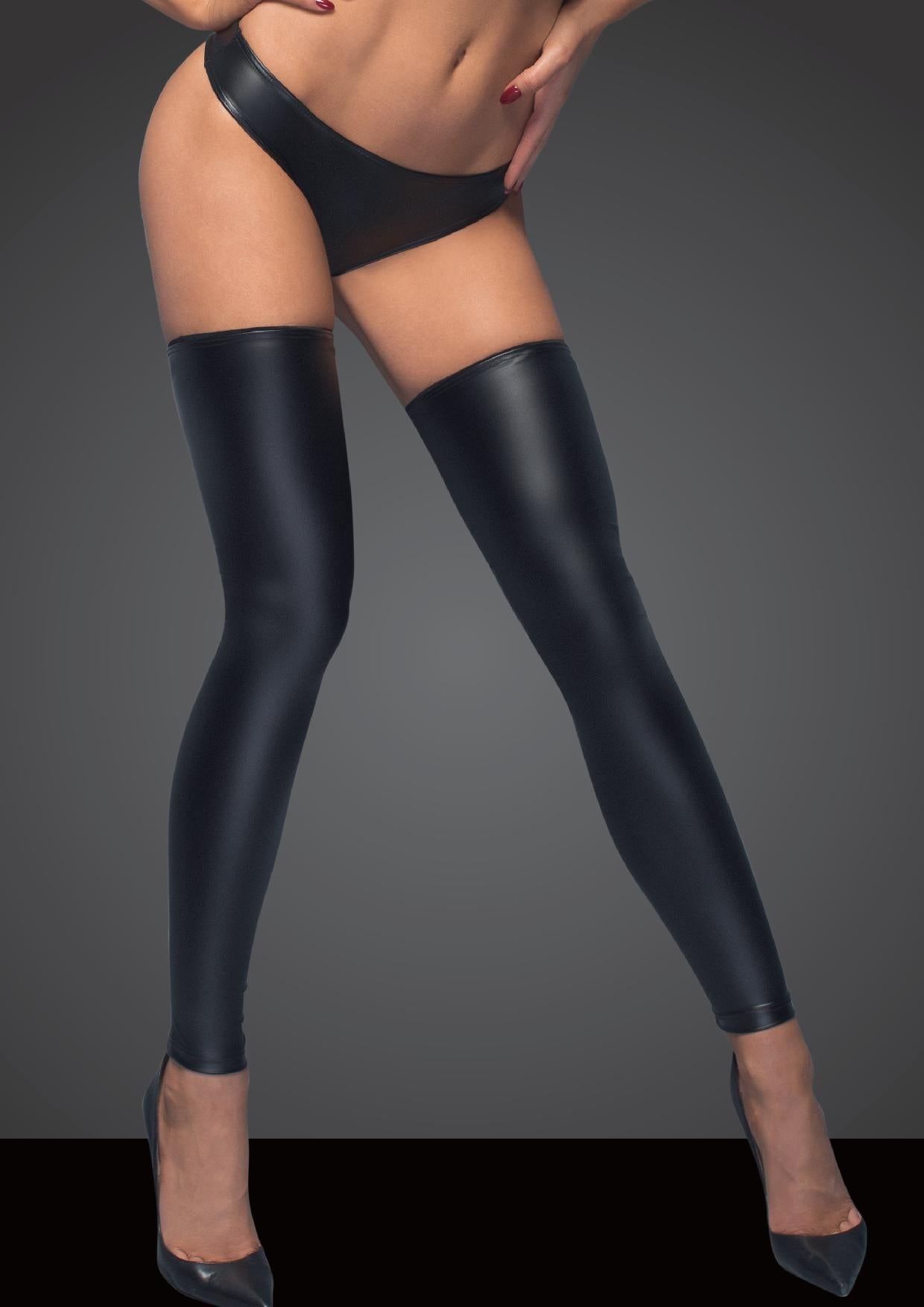 Noir Handmade Power Wetlook Stockings And Panties With Silver Zipper Noir Handmade Main image