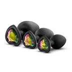 California Exotics Luxe Bling Anal Plugs Training Kit Black With Rainbow Gems