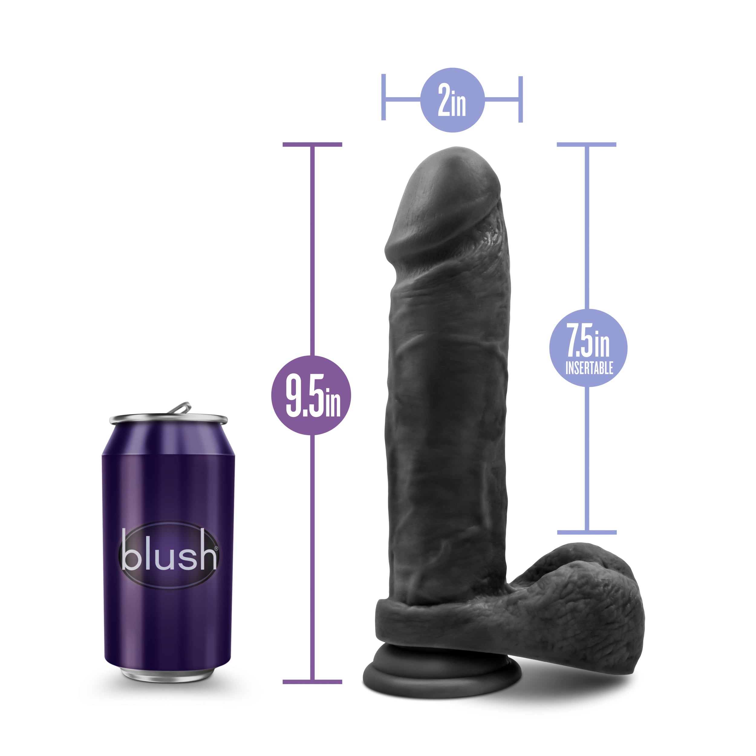 Blush Novelties Au Naturel Bold Massive Dildo 9 Inch Black Blush Novelties
