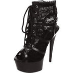Lapdance Black Lace Open Toe Platform Ankle Bootie With 6 inch Heel