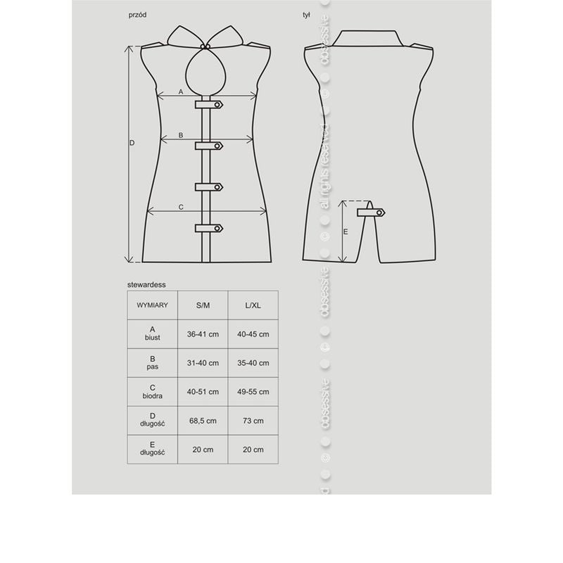 Obsessive Stewardess Costume Grey 3 Piece S / M