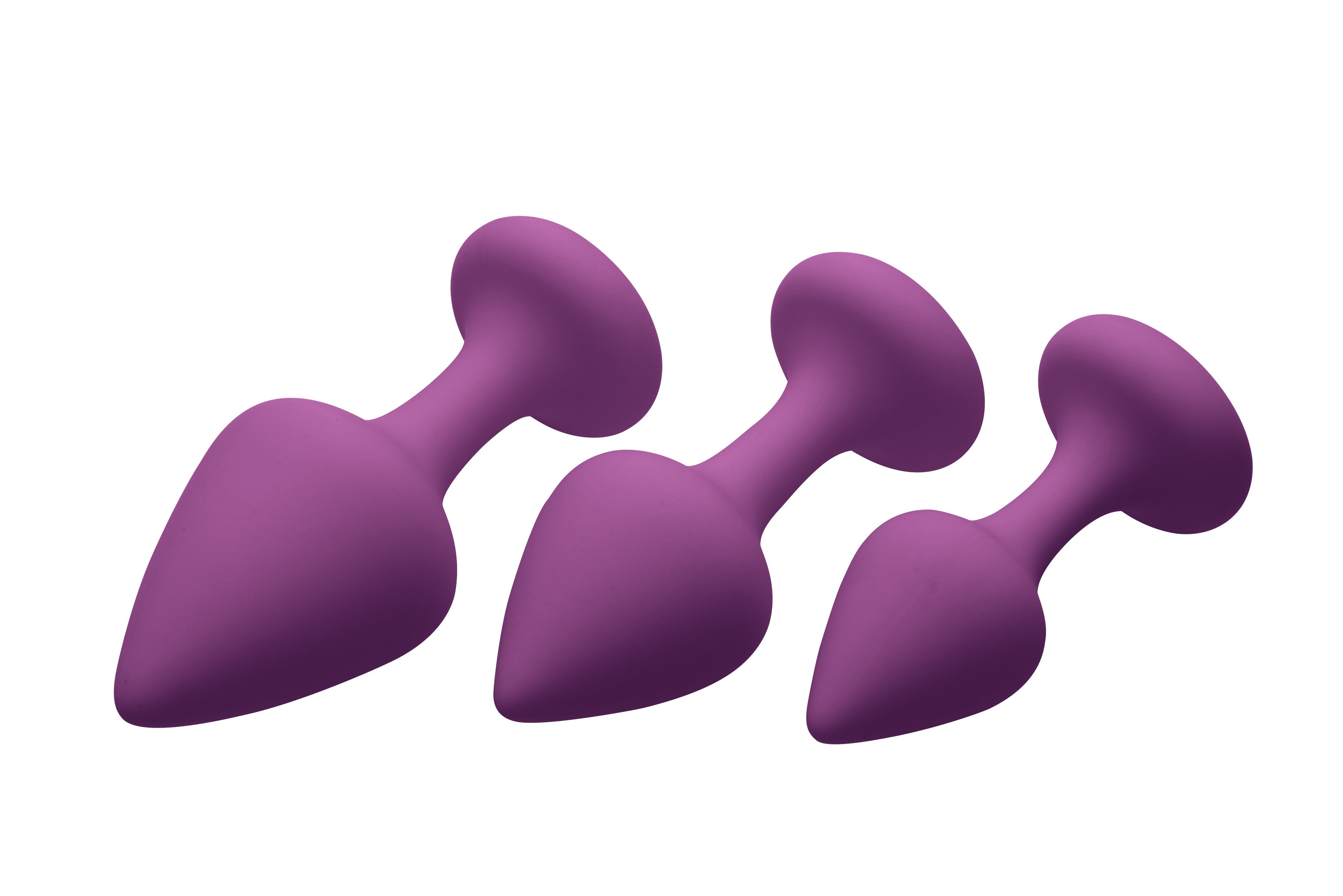 XR Brands Frisky Purple Pleasures Silicone Anal Plugs 3 Piece