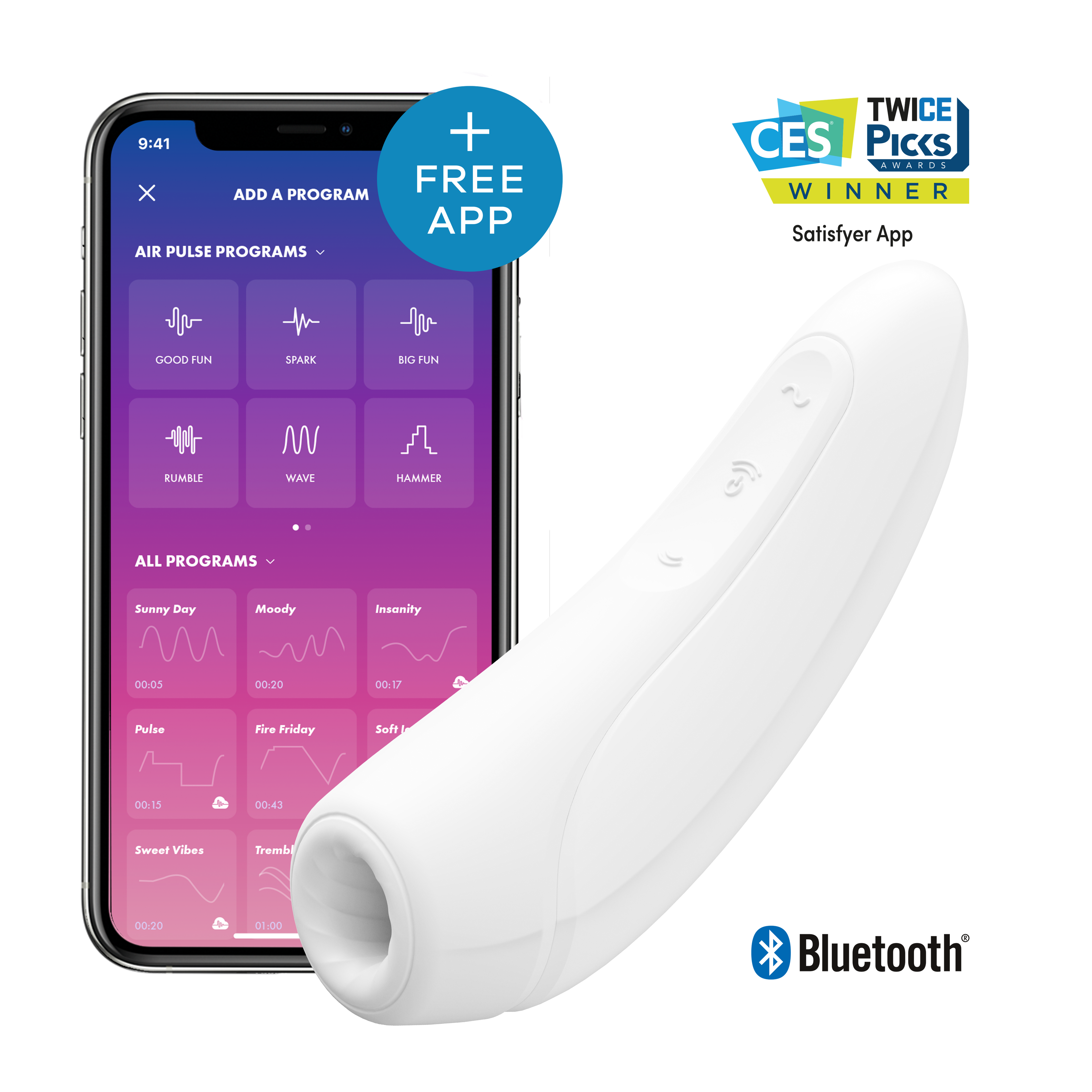Satisfyer Curvy 1+ App Controlled Air Pulse Vibrating Clitoral Massager