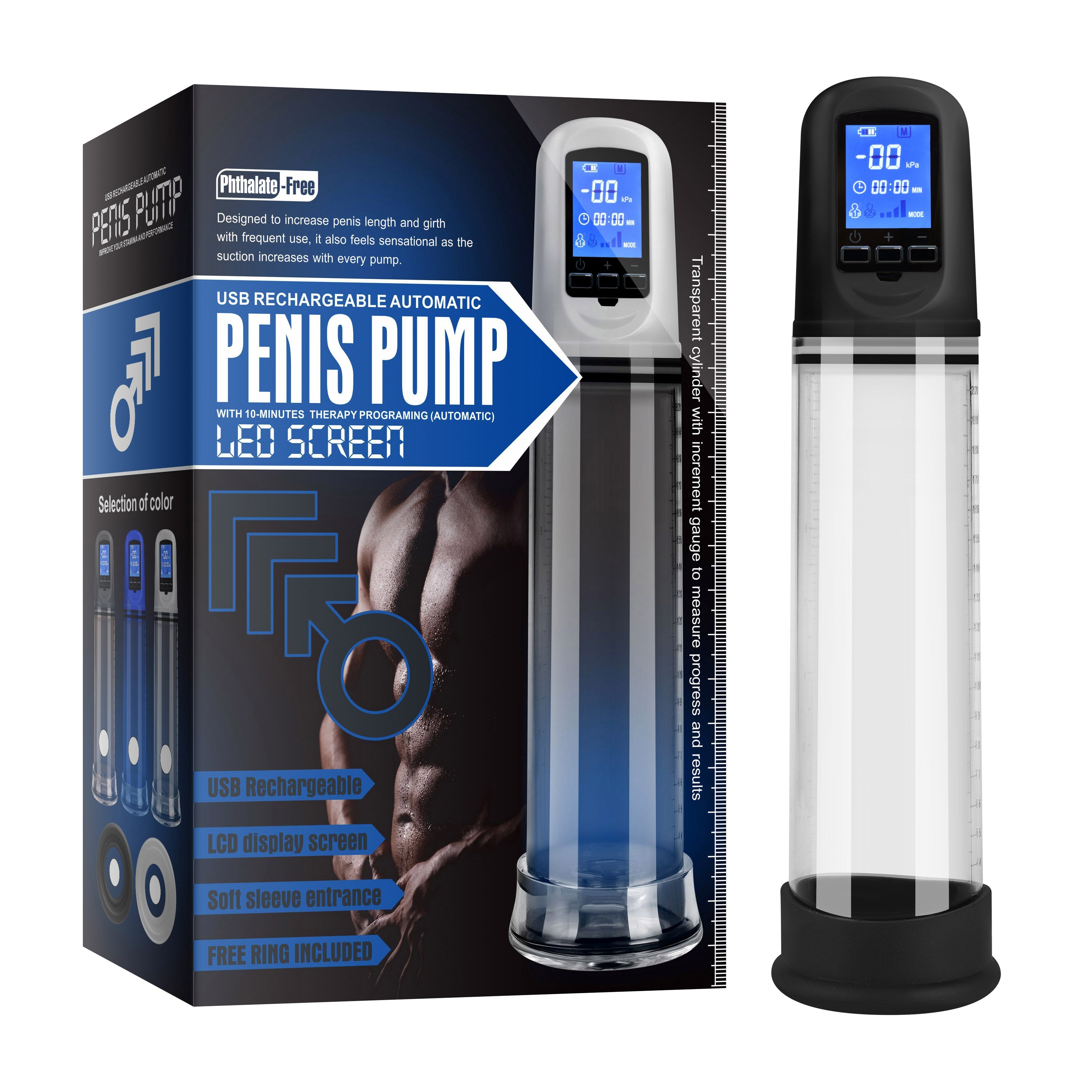 Daytona  Luxury USB LCD Auto Penis Pump Clear