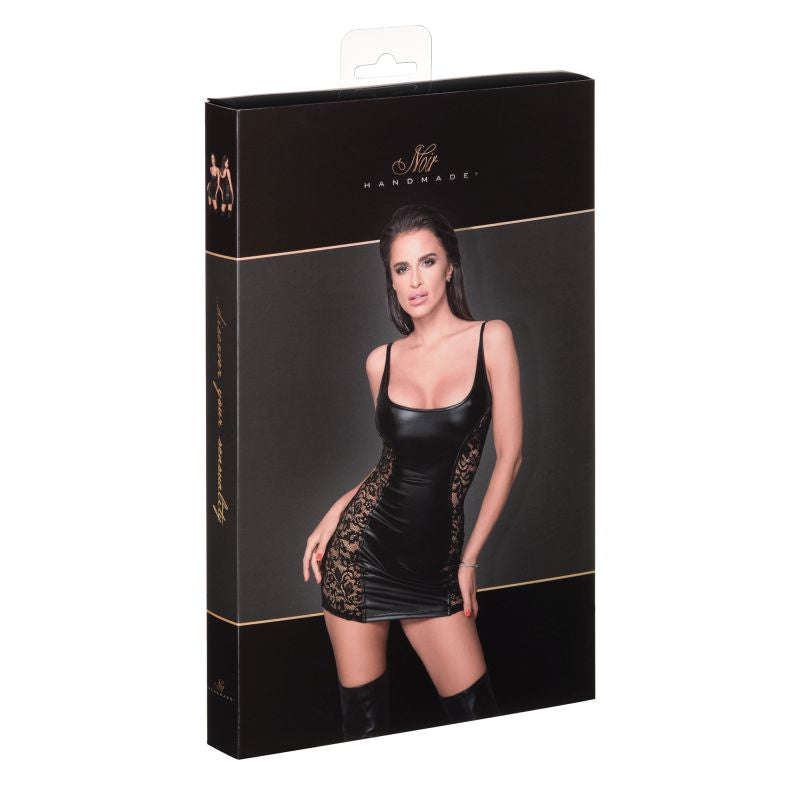 Noir Handmade Power Wetlook Dress - Lace Inserts for Sexy, Playful Look Noir Handmade