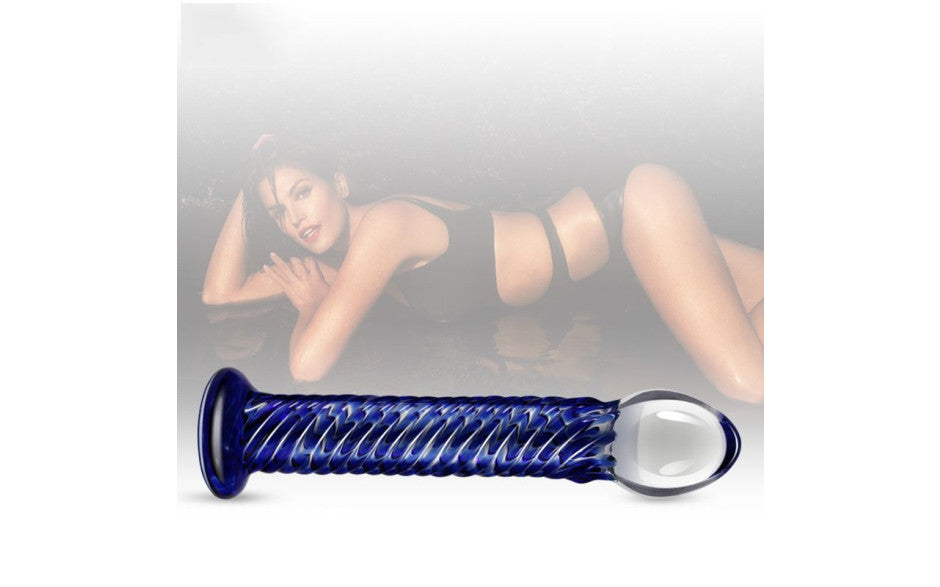 Lovetoy Glass Romance 7 Glass Dong 7.5 Inch Blue Lovetoy