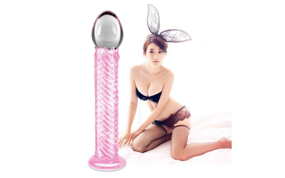 Lovetoy Glass Romance 7 Glass Dong 7.5 Inch Pink Lovetoy
