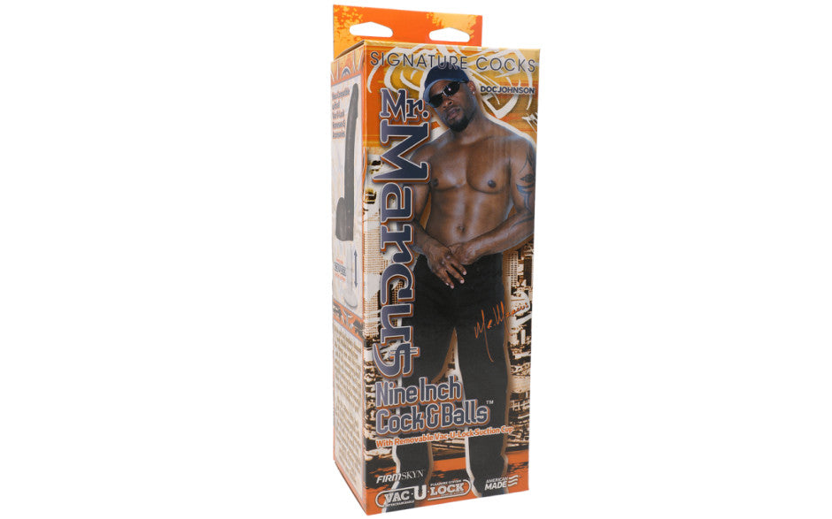 Doc Johnson Signature Cocks Mr. Marcus Realistic Cock And Balls Black 9 Inch Doc Johnson
