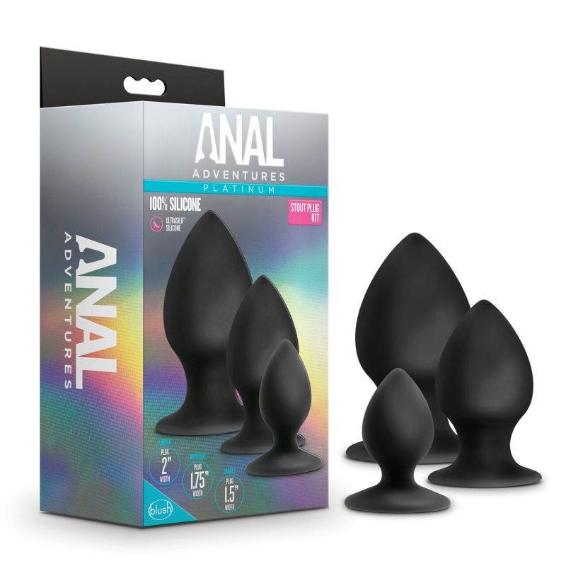 Anal Adventures Platinum Silicone Anal Stout Plug Kit Main image
