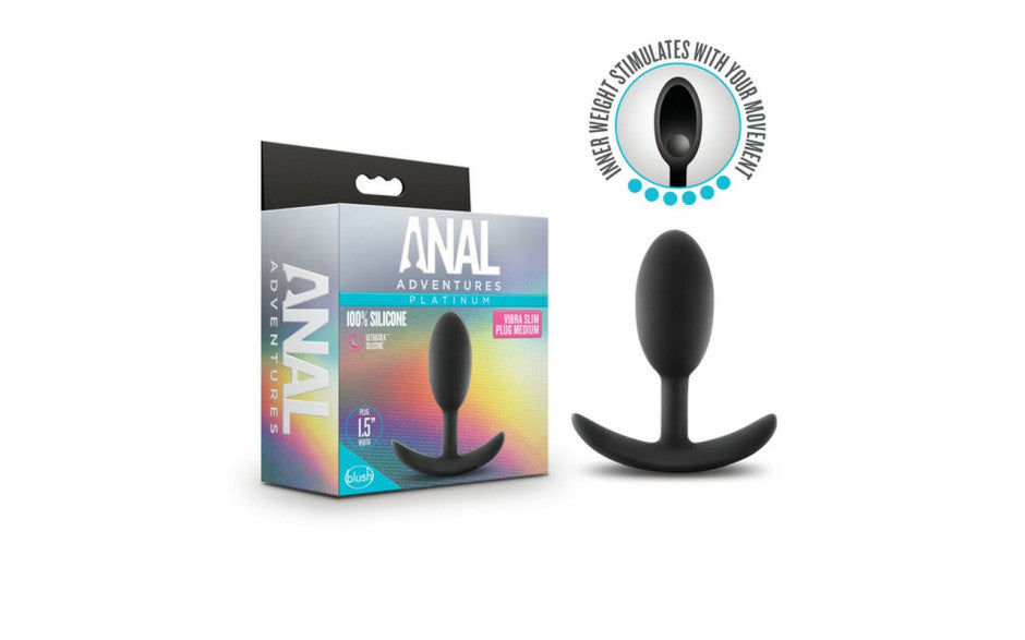 Blush Novelties Anal Adventures Platinum Silicone Vibra Slim Plug Medium Main image