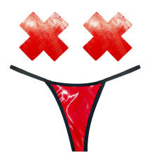 Neva Nude Vixen Red Wet Vinyl Womens Pastie & G String Set Neva Nude Main image