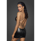 Noir Handmade Power Wetlook Mini Dress - Lace-Up Back Design Noir Handmade