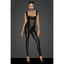 Noir Handmade Power Wetlook Overall Women Dress With Tulle Panel Black Noir Handmade