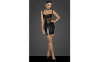 Noir Handmade Power Wetlook Short Dress With Front Tulle Inserts Black Large Noir Handmade