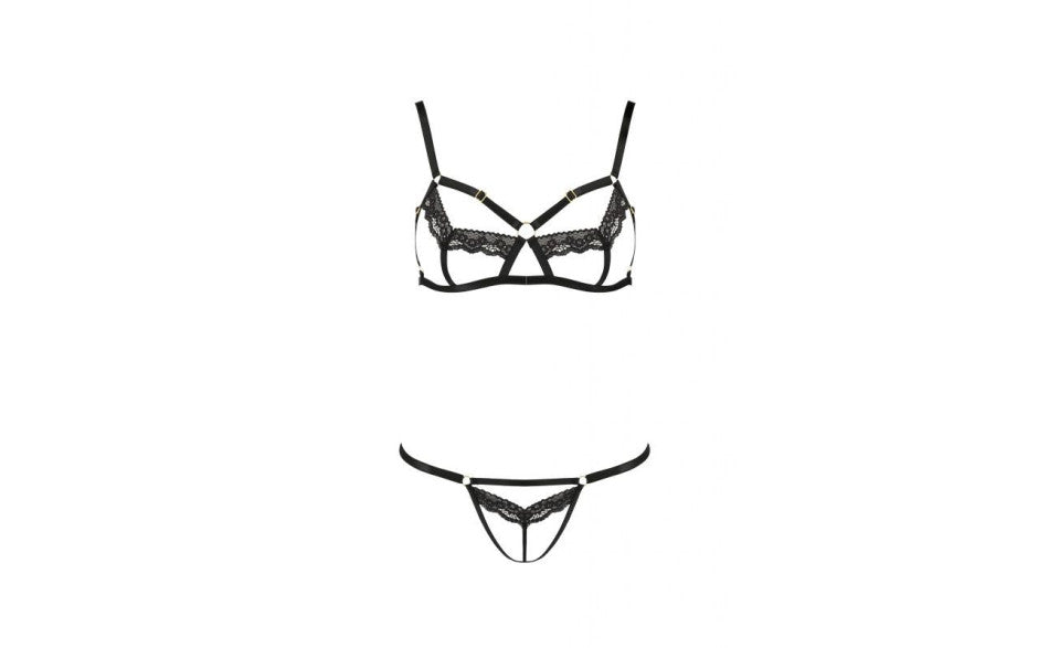 Passion Lingerie Solon Bra & Panty Set 2 Piece Black S / M Passion Lingerie