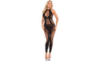 Pink Lipstick On Rails Footless Sexy Bodystocking Black S / M Pink Lipstick