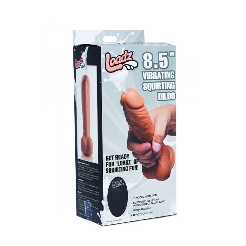 Loadz Dual Density Squirting Dildo Medium Skin Tone With Remote 8 Inch
