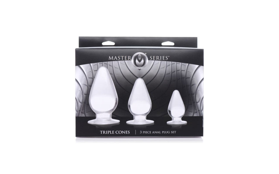 XR Brands Master Series Triple Cones Anal Plug Set 3 Piece Clear XR Brands Main image