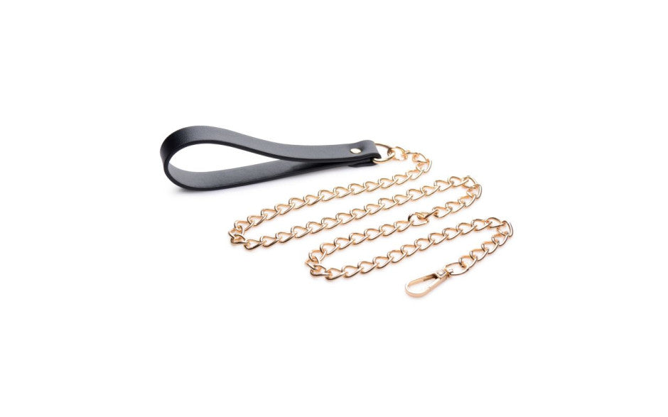 XR Brands Master Series Leashed Lover Black and Gold Chain Leash