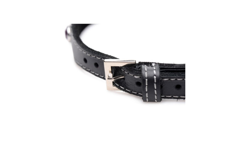 XR Brands Master Series Bling Vixen Leather Choker Collar With Rhinestones