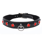 Master Series Bling Vixen Leather Choker With Rhinestones Red