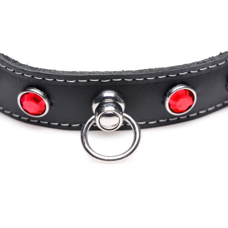 Master Series Bling Vixen Leather Choker With Rhinestones Red