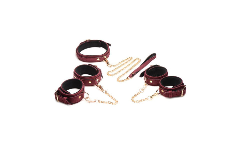 XR Brands Master Series Velvet Bondage Set 6 Piece Burgundy